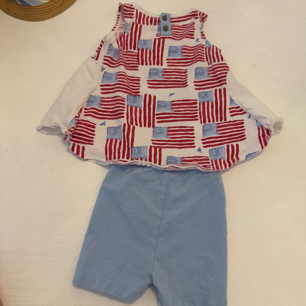 Burts Bees Baby 18M American Flag Patriotic Swing Top and Shorts Set Organic - Picture 5 of 6